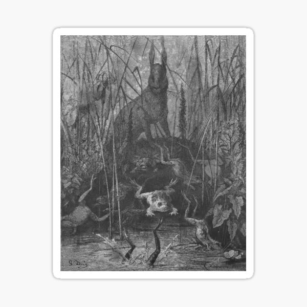 Vista previa del artículo con la obra «Las liebres y las ranas, fábulas de La Fontaine (1868) - Gustave Doré», diseñado y vendido por SALON DES ARTS.
