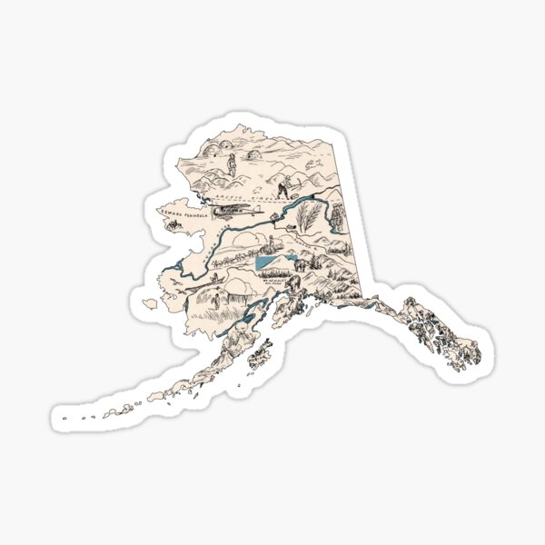 Alaska Vintage Picture Map Sticker