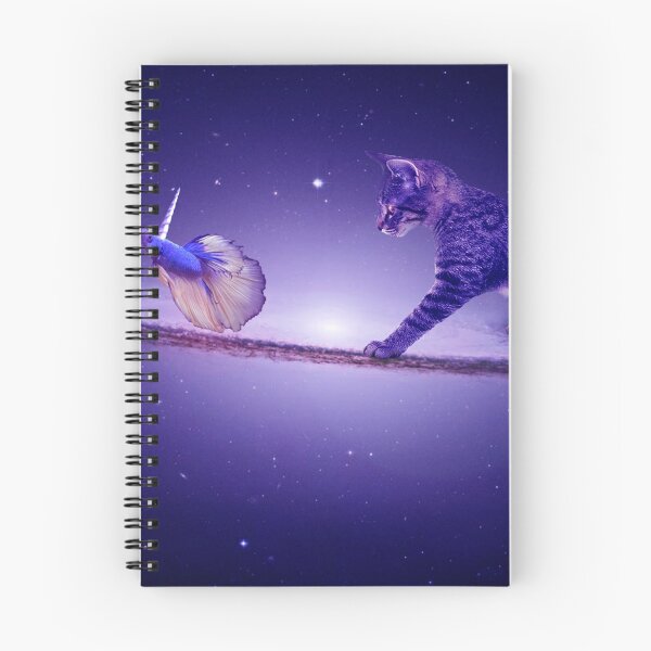 Item preview, Dreamscape Kitten Space Walk Sombrero Galaxy Chasing Unicorn Beta Fish Space Art designed and sold by midnightdreamer.