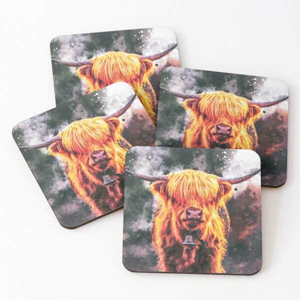 Item preview, Scottish Hairy Highland Cow painting, Cute Highland Cattle Calf, Fluffy Highland Cattle Cow Oil Paint, Cute Fluffy Cow designed and sold by Paintcorner.
