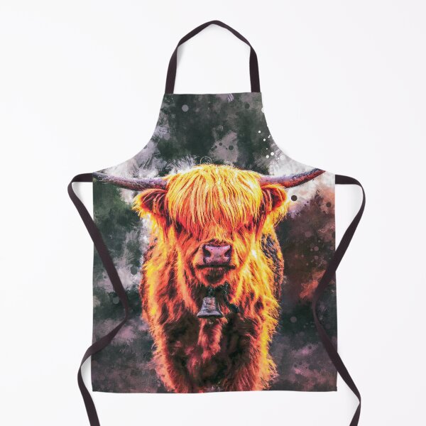 Item preview, Scottish Hairy Highland Cow painting, Cute Highland Cattle Calf, Fluffy Highland Cattle Cow Oil Paint, Cute Fluffy Cow designed and sold by Paintcorner.
