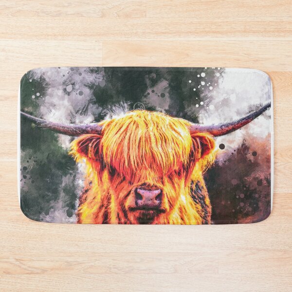 Item preview, Scottish Hairy Highland Cow painting, Cute Highland Cattle Calf, Fluffy Highland Cattle Cow Oil Paint, Cute Fluffy Cow designed and sold by Paintcorner.