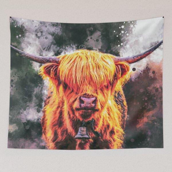 Item preview, Scottish Hairy Highland Cow painting, Cute Highland Cattle Calf, Fluffy Highland Cattle Cow Oil Paint, Cute Fluffy Cow designed and sold by Paintcorner.