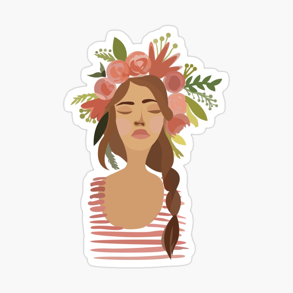 Watercolor Girl With Flower Crown Poster By Lynseystrese Redbubble