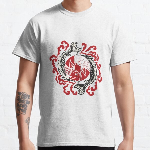 Vista previa del artículo con la obra «Tatuaje de pez koi japonés rojo, negro y blanco», diseñado y vendido por I'm  Redz.