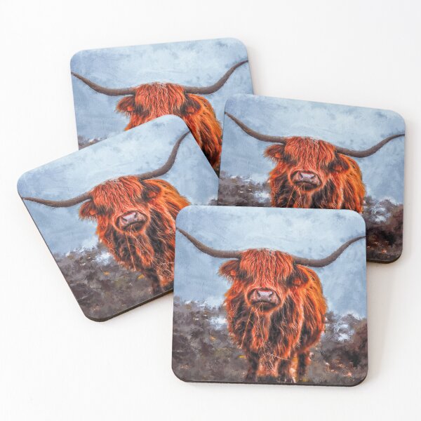Item preview, Scottish Hairy Highland Cow painting, Cute Highland Cattle Calf, Fluffy Highland Cattle Cow Oil Paint, Cute Fluffy Cow designed and sold by Paintcorner.