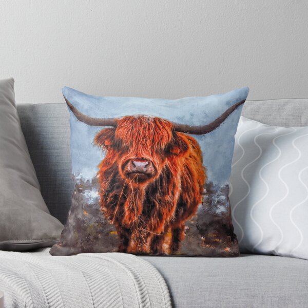 Item preview, Scottish Hairy Highland Cow painting, Cute Highland Cattle Calf, Fluffy Highland Cattle Cow Oil Paint, Cute Fluffy Cow designed and sold by Paintcorner.