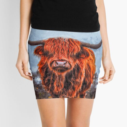 Fuzzy cow cheap print skirt