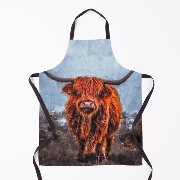 Item preview, Scottish Hairy Highland Cow painting, Cute Highland Cattle Calf, Fluffy Highland Cattle Cow Oil Paint, Cute Fluffy Cow designed and sold by Paintcorner.