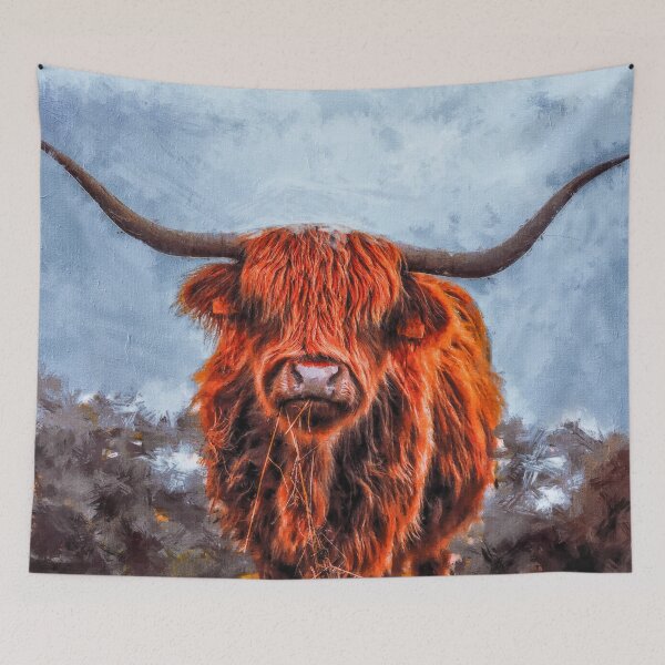 Item preview, Scottish Hairy Highland Cow painting, Cute Highland Cattle Calf, Fluffy Highland Cattle Cow Oil Paint, Cute Fluffy Cow designed and sold by Paintcorner.