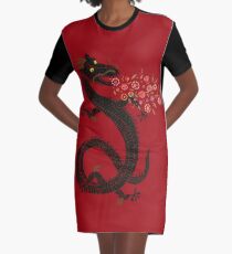 Dragon, Flower Breathing Graphic T-Shirt Dress
