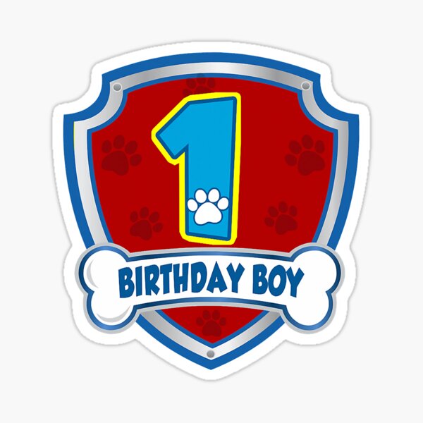 "1st Birthday Boy 1 Years Old Patrol Dogs Paw Lover Kid" Sticker by