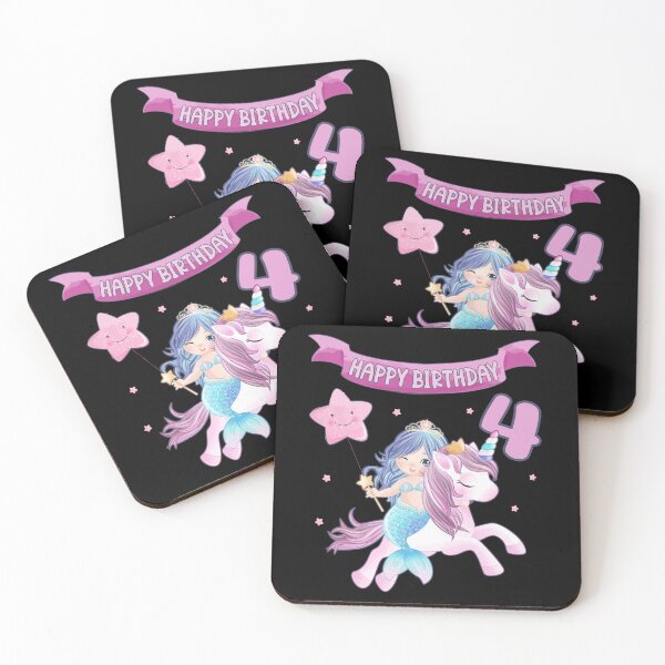 Item preview, 4th Birthday - Mermaid with Unicorn Girl  designed and sold by Shirt-Designs.