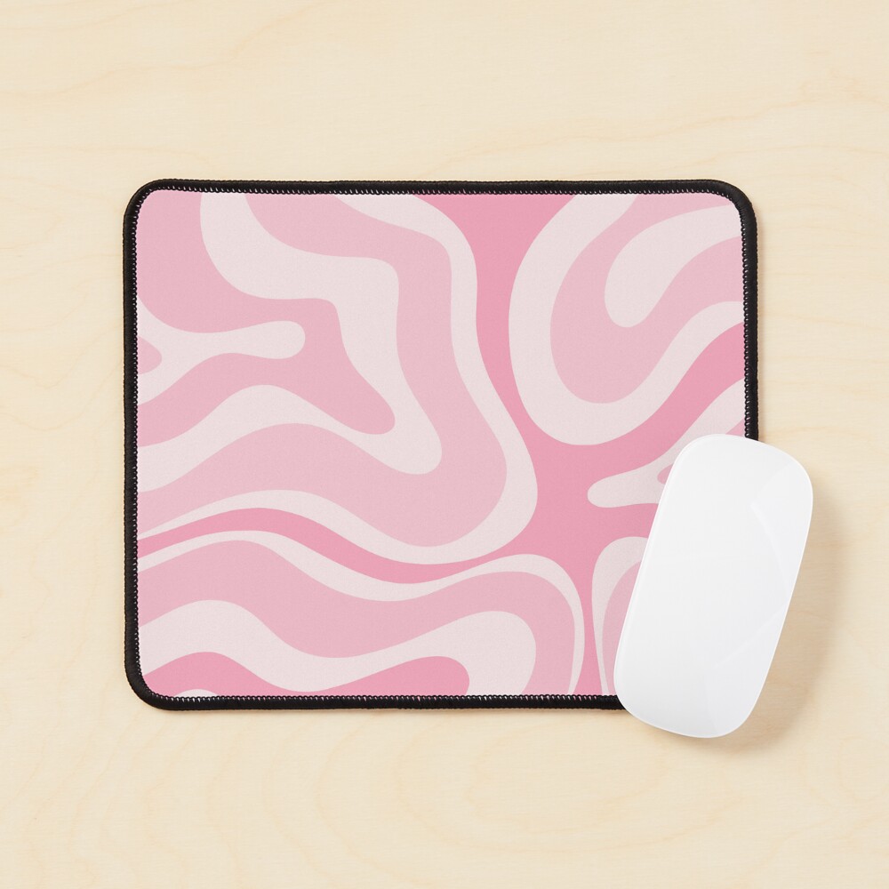 Modern Retro Liquid Swirl Abstract in Pretty Pastel Pink Mouse Pad