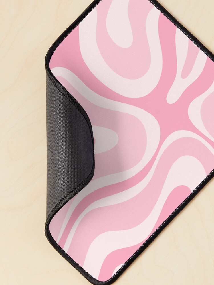 Alternate view of Modern Retro Liquid Swirl Abstract in Pretty Pastel Pink Mouse Pad
