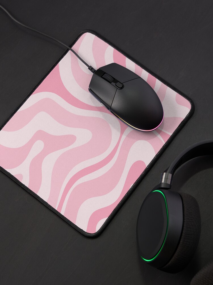 Alternate view of Modern Retro Liquid Swirl Abstract in Pretty Pastel Pink Mouse Pad
