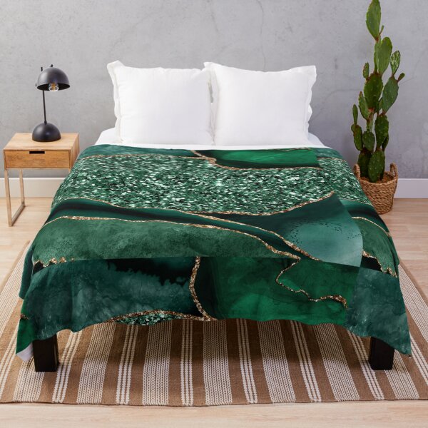 Item preview, Abstract Emerald Green and Gold Glitter Modern Geode Agate Design designed and sold by Paulele.