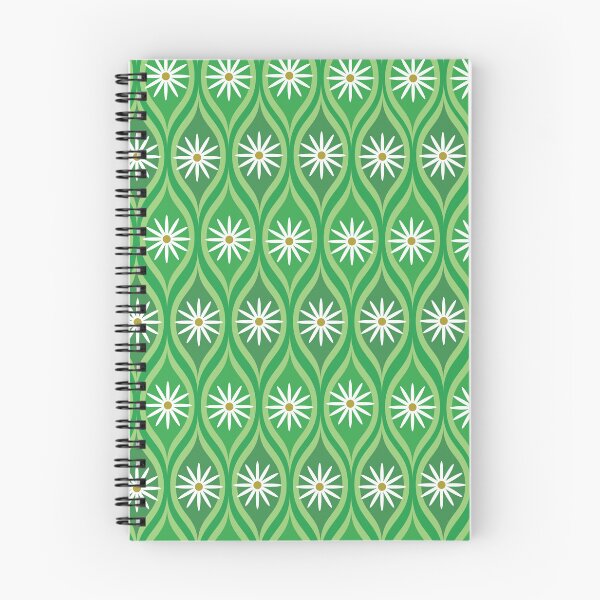 Item preview, Retro Daisy flower pattern on  geometric oval ogee  green shapes  designed and sold by Yasminepatterns .