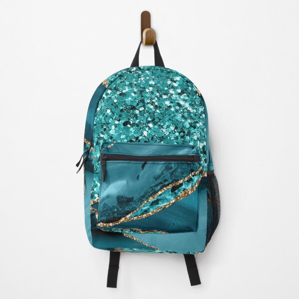 Item preview, Abstract Teal Blue and Gold Glitter Modern Geode Agate Design designed and sold by Paulele.