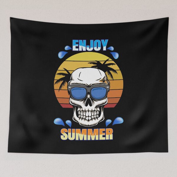 Item preview, Enjoy Summer - A design with a skull, palm trees and the slogan Enjoy Summer designed and sold by velisani.