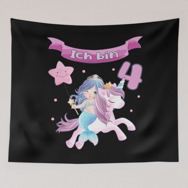 Item preview, 4th Birthday - Mermaid with Unicorn Girl 4th designed and sold by Shirt-Designs.