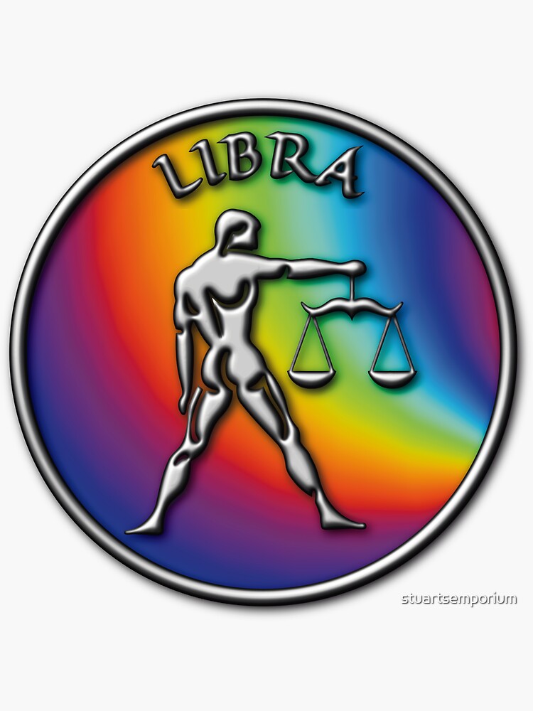 "Libra the Scales Star Sign Astrology Zodiac Rainbow Birth Sign Horoscope Air Sign" Sticker for
