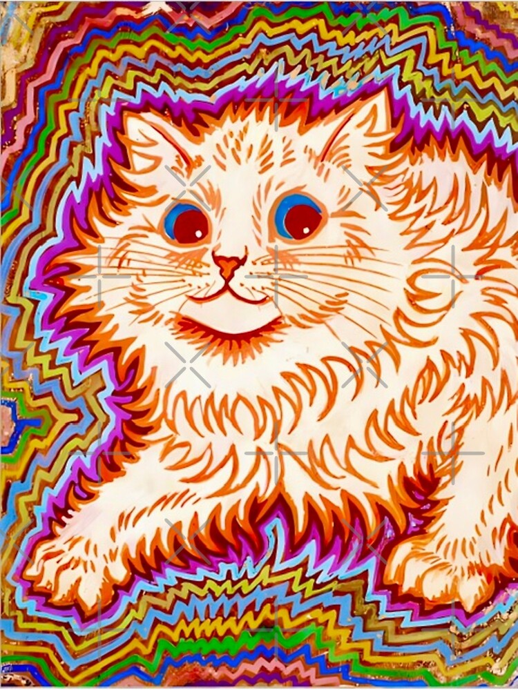 Louis Wain Cats Psychedelic Rainbow Cat Art Print