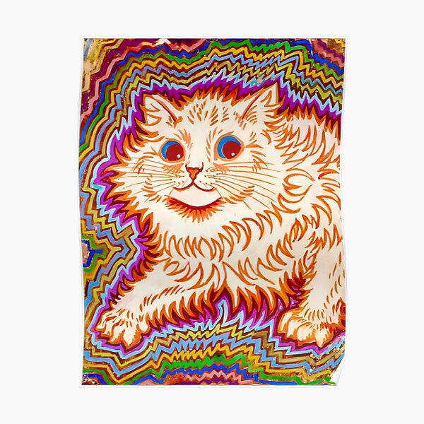 Printable Psychedelic style Cat by Louis Wain - weird, psychedelic, mad art