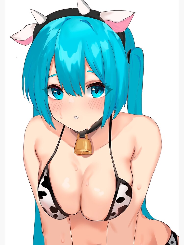 "Cow Girl Hatsune Miku (Vocaloid Sexy Lewd Anime Hentai | Boobs Tits Bikini Milk)" Poster by
