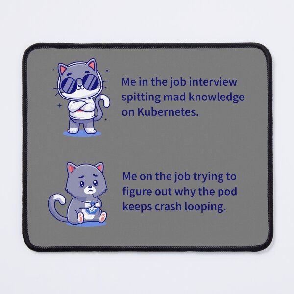 Item preview, Me on a Kubernetes Job Interview  versus Crashing Pods designed and sold by cookieandcode.