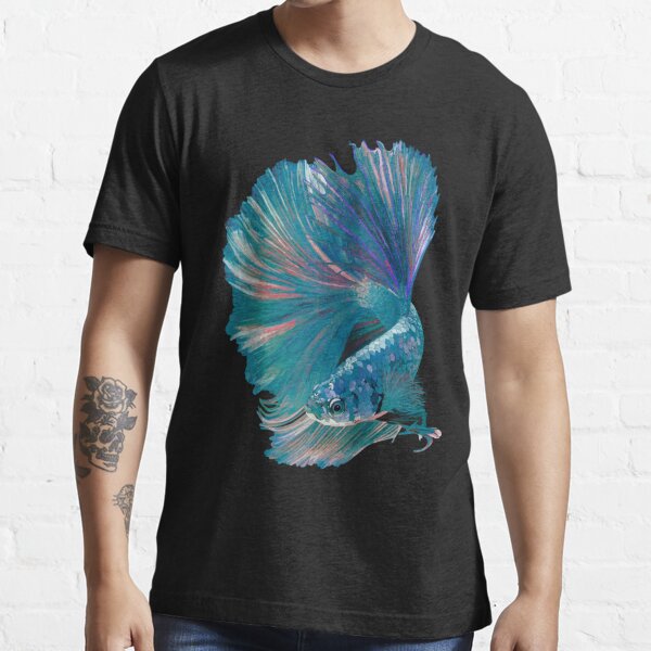 Betta T-shirt (Siamese Fighting Fish) - Black Graphic Tee In Organic Cotton