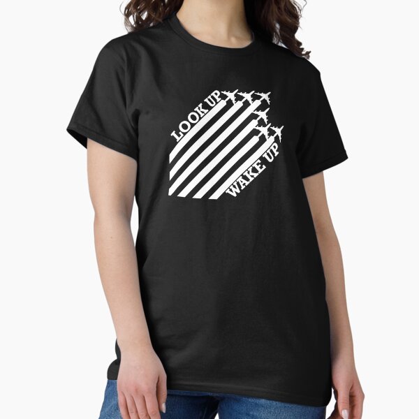 Item preview, Look up wake up chemtrails diagonal planes (WHITE) designed and sold by MissLiberty84.