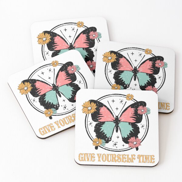 Item preview, Give Yourself Time Butterfly Retro Positivity Mental Health Quotes Positive Vibes designed and sold by renewedmind.