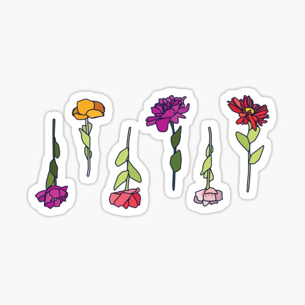 DesignerMim's Bright Imaginary Flowers Pattern (Navy) Sticker