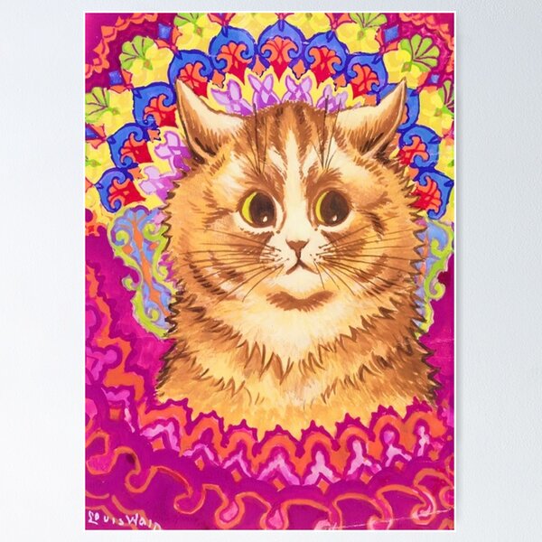OdDdot Louis Wain Painter's Artwork - (Grey Cat) Printing Posters Canvas  Wall Art Picture Prints Hanging Photo Gift Idea Decor Homes Artworks
