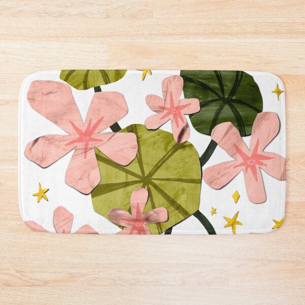 Item preview, Paper collage of pink flowers and leaves of lotus flower designed and sold by artmayte.