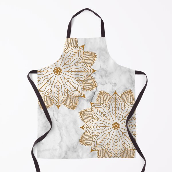 Item preview, gold mandala and white marble luxury pattern designed and sold by Beeroclock.