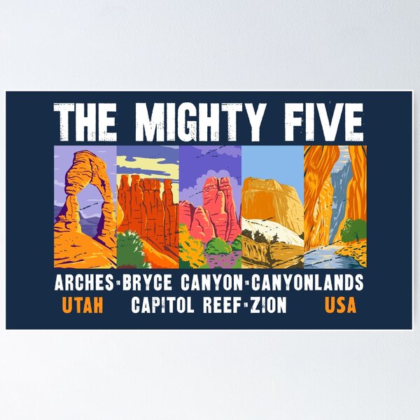 Mighty Five Utah National Parks List Vintage