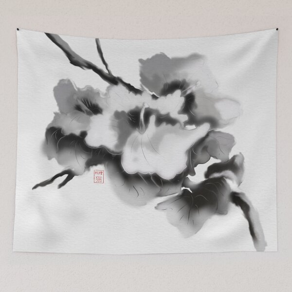 Artikelvorschau, sumie ink rose of sharon on textured paper entworfen und verkauft von CuisineCat.