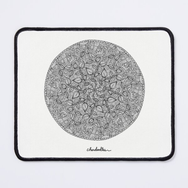 Item preview, Garden Mandala - Intricate Black and White Digital Illustration, Vibrant and Eye-catching Design, Perfect gift idea for printing on shirts, wall art, home decor, stationary, phone cases and more. designed and sold by cherdoodles.