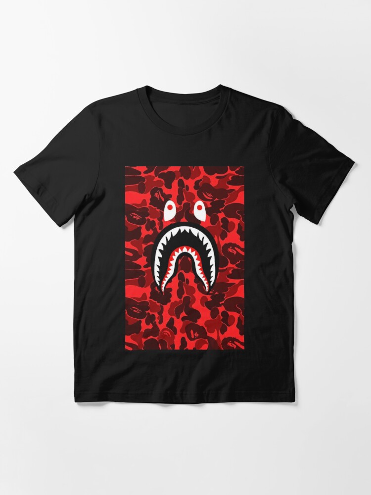 BAPE Red & Camo Shark T-shirt, A Bathing Ape, Sz Large