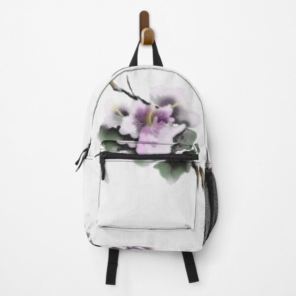 Item preview, Purple watercolor and sumie ink rose of sharon on textured paper designed and sold by CuisineCat.