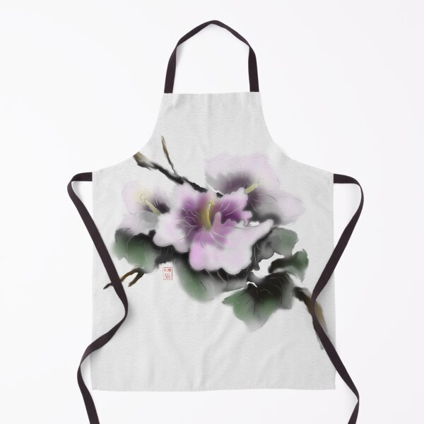 Item preview, Purple watercolor and sumie ink rose of sharon on textured paper designed and sold by CuisineCat.