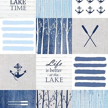 Artwork thumbnail, Life is better at the lake patchwork by Fibracreativa