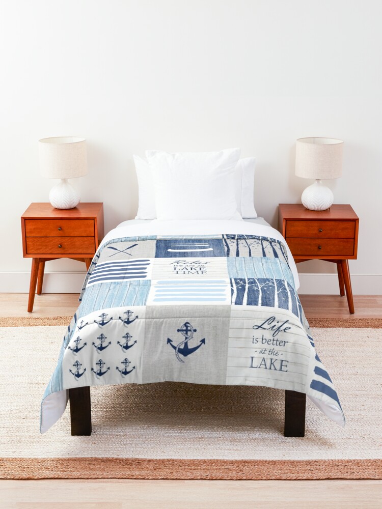 Life is better at the lake patchwork Comforter for Sale by Fibracreativa