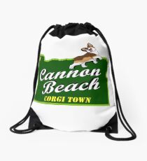 Cannon Beach - Corgi Town Drawstring Bag