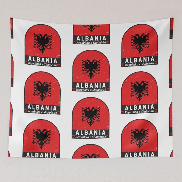 Item preview, Albania Flag Emblem Distressed Vintage designed and sold by KrisSidDesigns.
