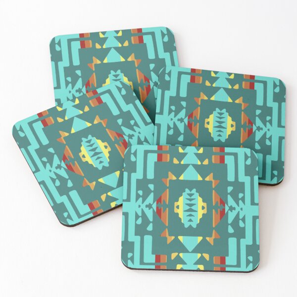 Item preview, Turquoise / Teal / Fire Color / Native American Blanket Print designed and sold by JMWCD.