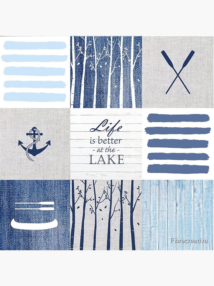 Disover Life is better at the lake patchwork Throw Pillow
