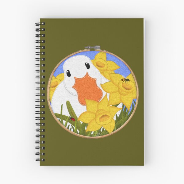 Item preview, Daffodils and Duck Felt Look on Embroidery Hoop | Cherie's Art(c)2022 designed and sold by CheriesArt.